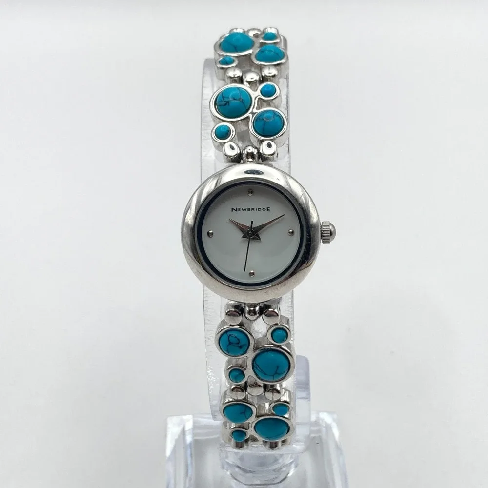 Newbridge Women's Watch 22mm Silver Tone Blue Southwest New Battery 6.75